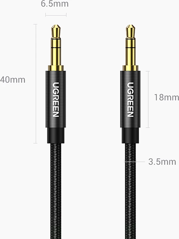 Kabllo audio AUX Ugreen AV112, 2m, mini jack 3.5mm, e zezë