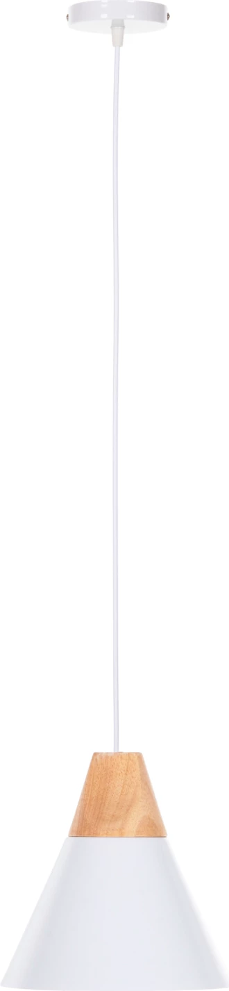 Llambë varëse tavani, kapak metali i bardhë, detaj druri, FH4149, Φ22x115H cm