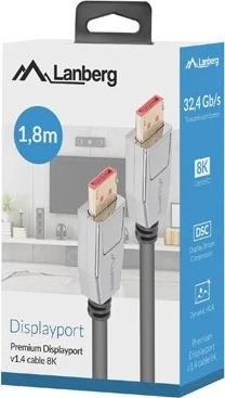 Kabllo DisplayPort LANBERG, 1.8m, 8K, e zezë