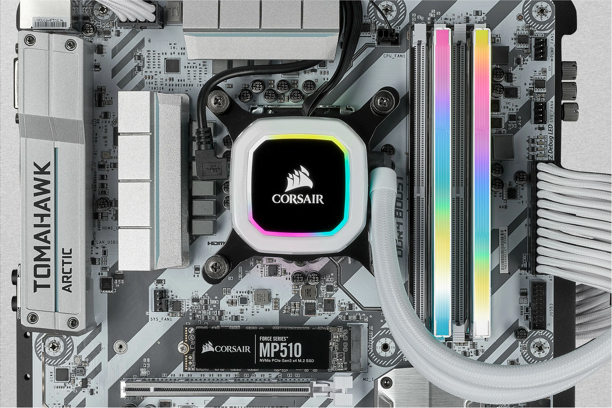 RAM Memorje Corsair Vengeance RGB Pro SL, 32GB (2x16GB) DDR4 3200MHz CL16, RGB, e bardhë