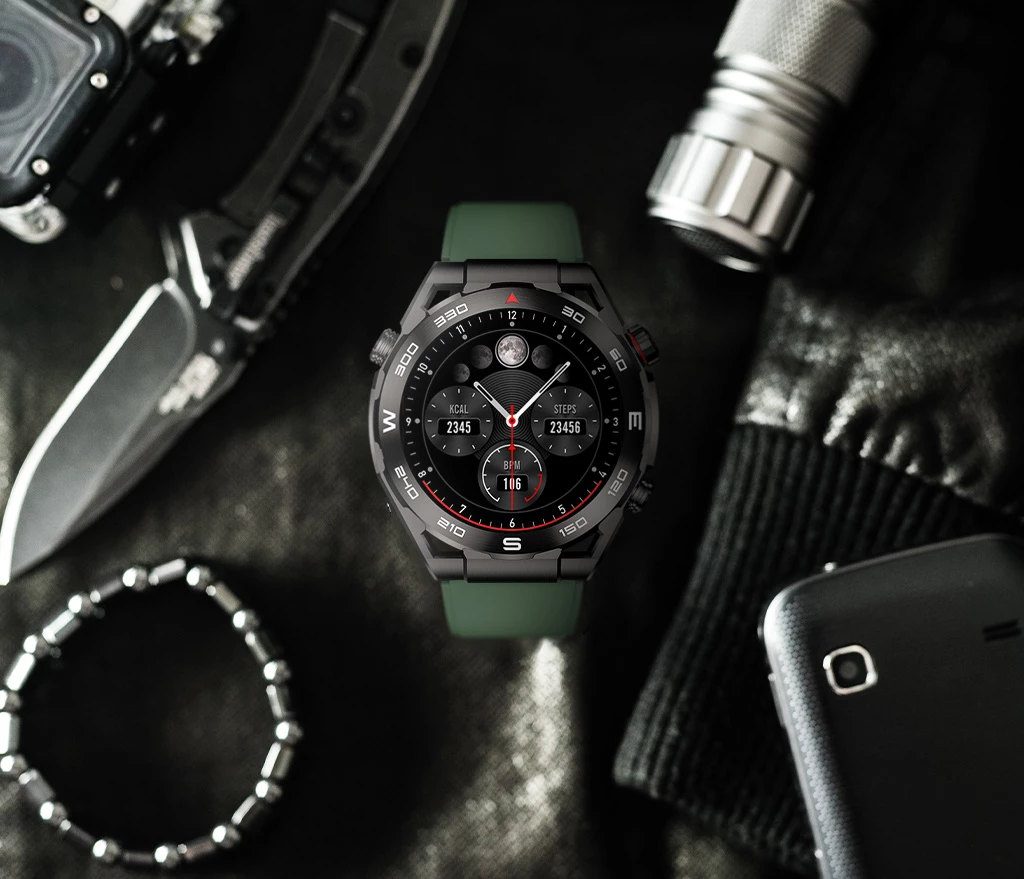 Smartwatch Moye Ares 1.43\" AMOLED, thirrje Bluetooth, karikim wireless, IP67, set me 3 rripa, e zezë