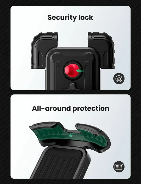 Mbajtës telefoni për biçikletë UGREEN 60548, 4.7–6.8 inç, për timon 0.6–1.75 inç, i zi