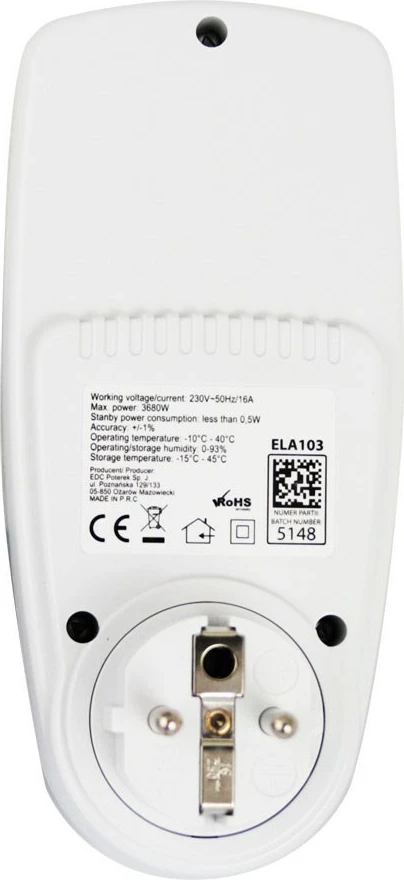 Matës i konsumit të energjisë Esperanza ELA103, i bardhë