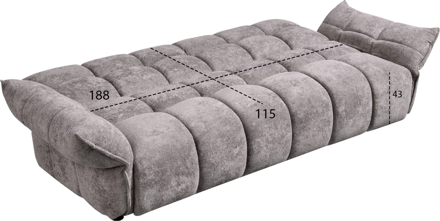 Krevate divan MELU, material gri, susta xhepi, 240-250x90x85cm