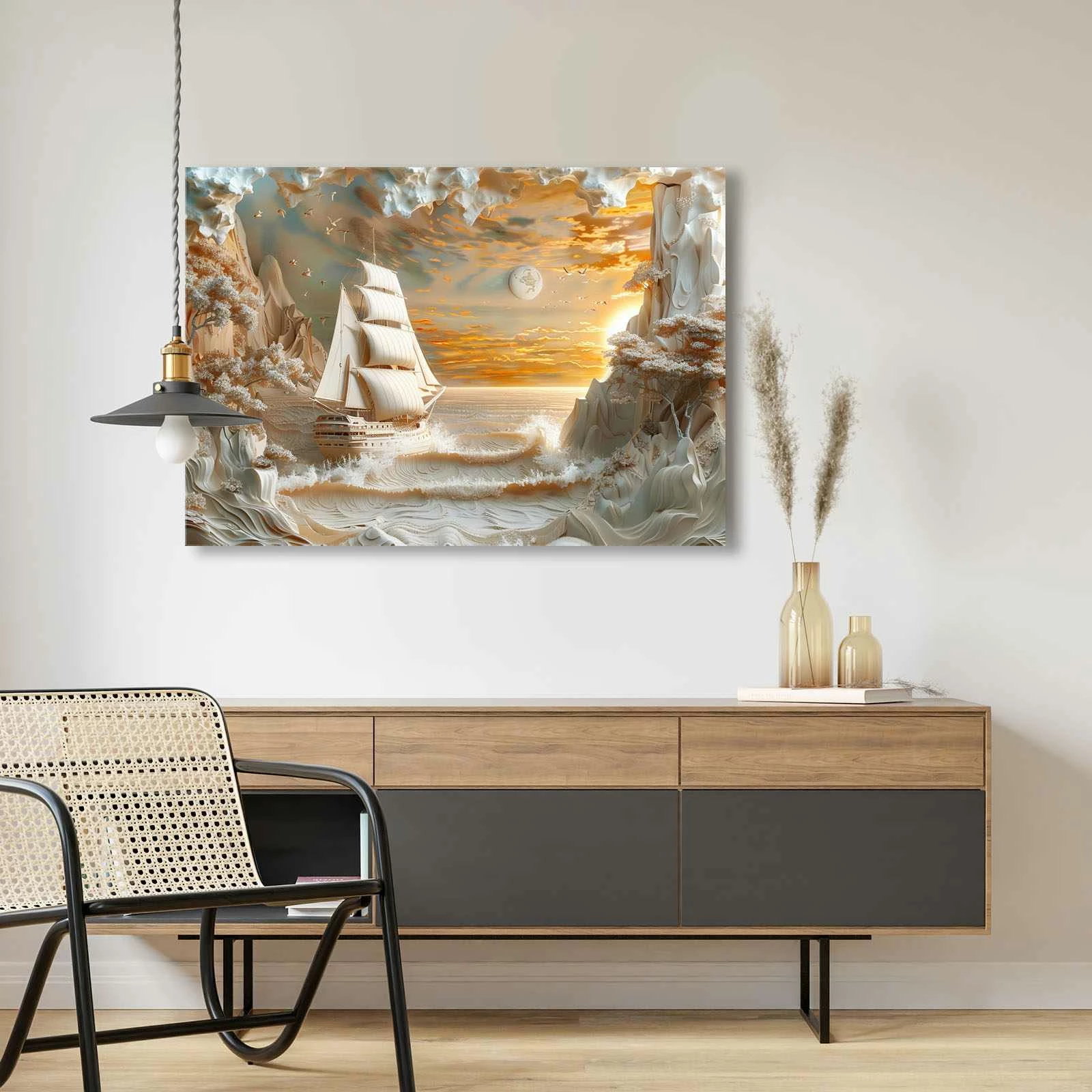 Pikturë dekorative në kanavacë Wallity, shumëngjyrëshe, 70x100cm, 70100Wabisabi-031