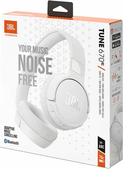 Kufje wireless over-ear JBL Tune 670NC, Bluetooth 5.3, ANC, 70h bateri, e bardhë