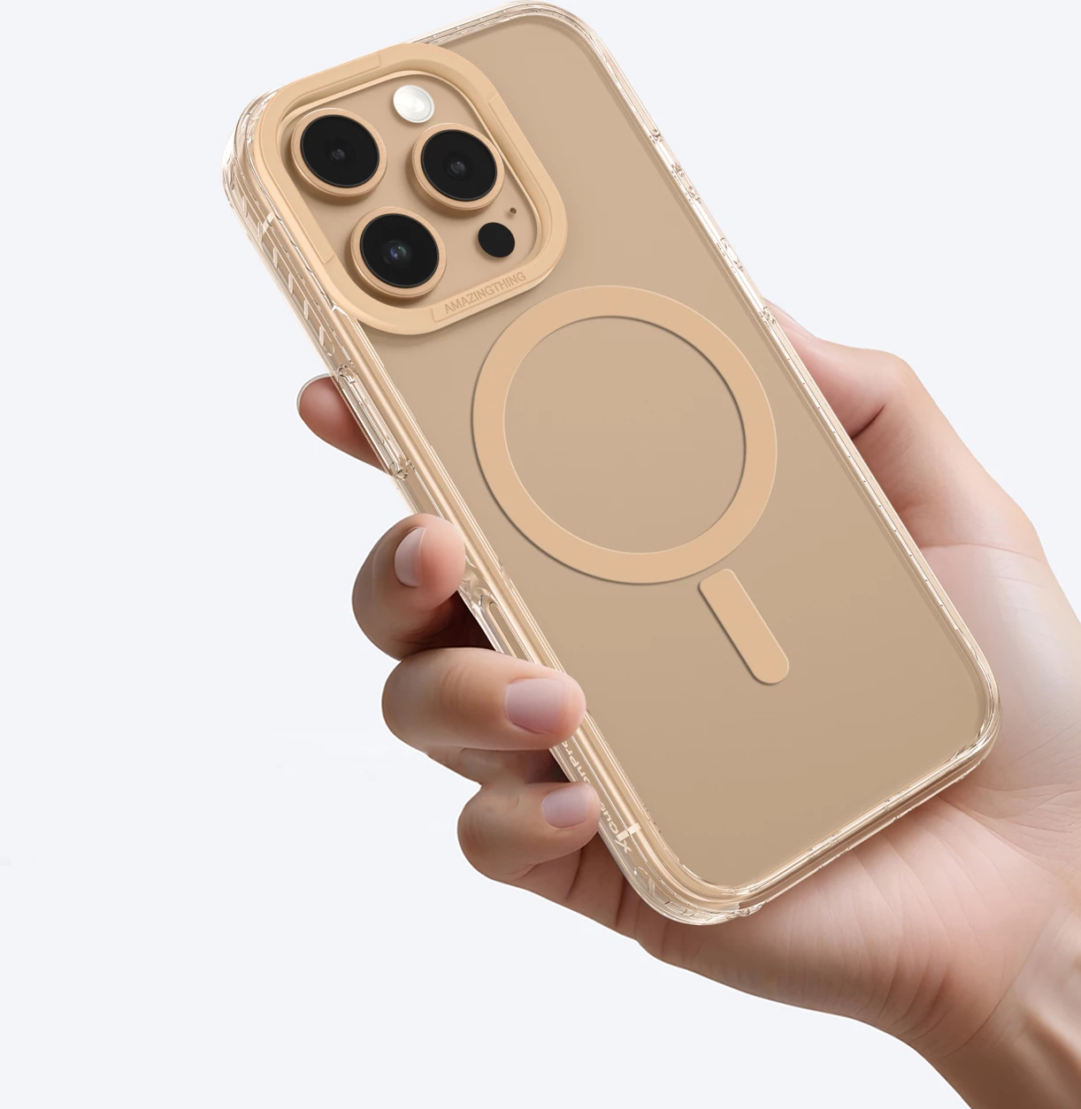 Mbështjellës AmazingThing Titan Pro Mag me unazë magnetike për iPhone 16 Pro Max, Rozë e artë