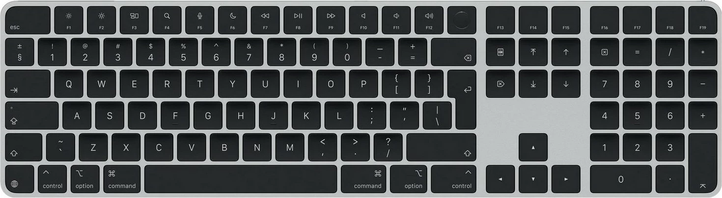 Tastierë Apple Magic Keyboard USB-C, Touch ID, me numpad, ngjyrë e zezë-gri