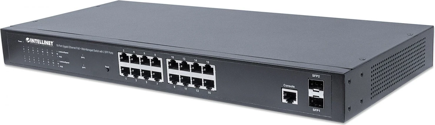 Switchi i Menaxhueshëm Intellinet, 16 portë PoE+ dhe 2 SFP