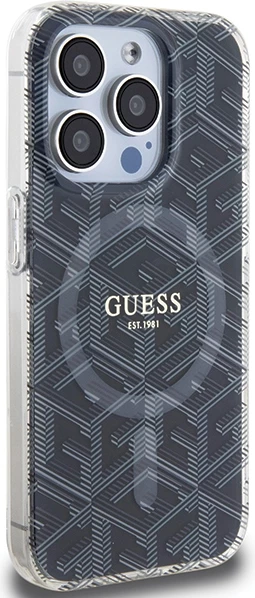 Mbështjellës Guess IML GCube MagSafe për iPhone 15 Pro, i zi