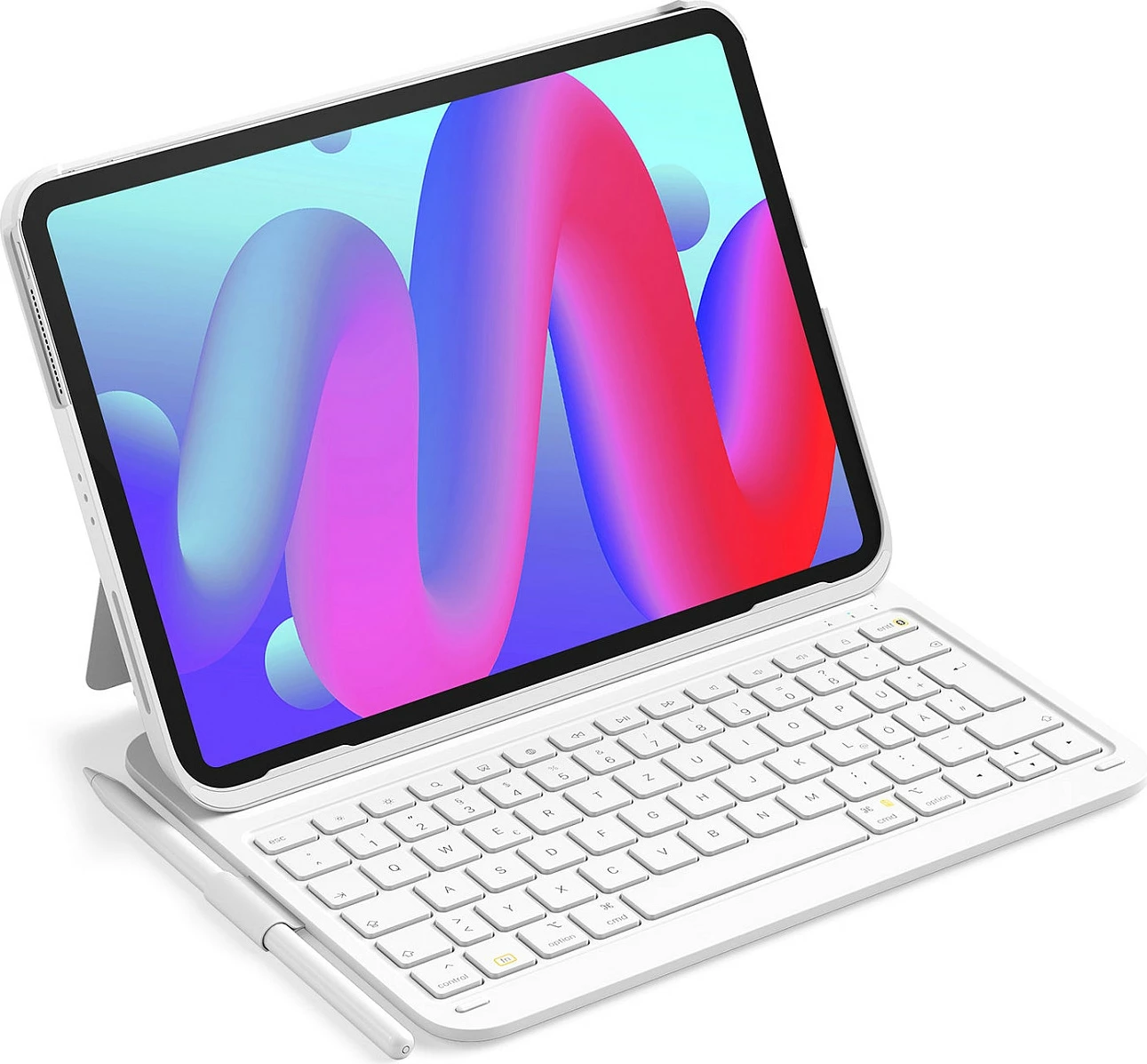 Mbështjellës me tastierë Bluetooth inateck për iPad 11", QWERTZ, i bardhë