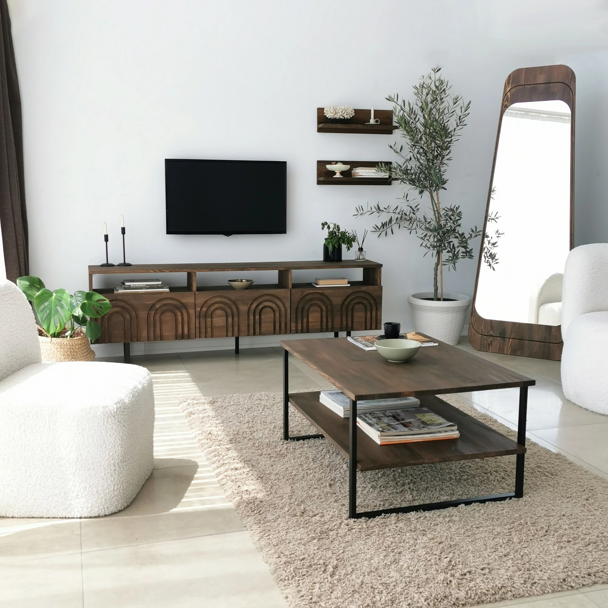 Komodë TV Hanah Home, Helen, ngjyrë arre