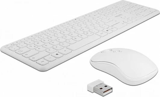 Set tastierë dhe maus DeLOCK, 2.4 GHz wireless, QWERTZ gjermanisht, 1600 DPI, e bardhë