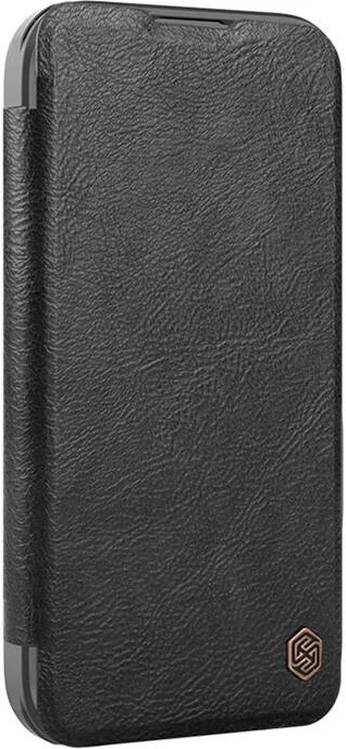 Mbështjellës Nillkin Qin Prop Leather për iPhone 16, lëkurë, i zi