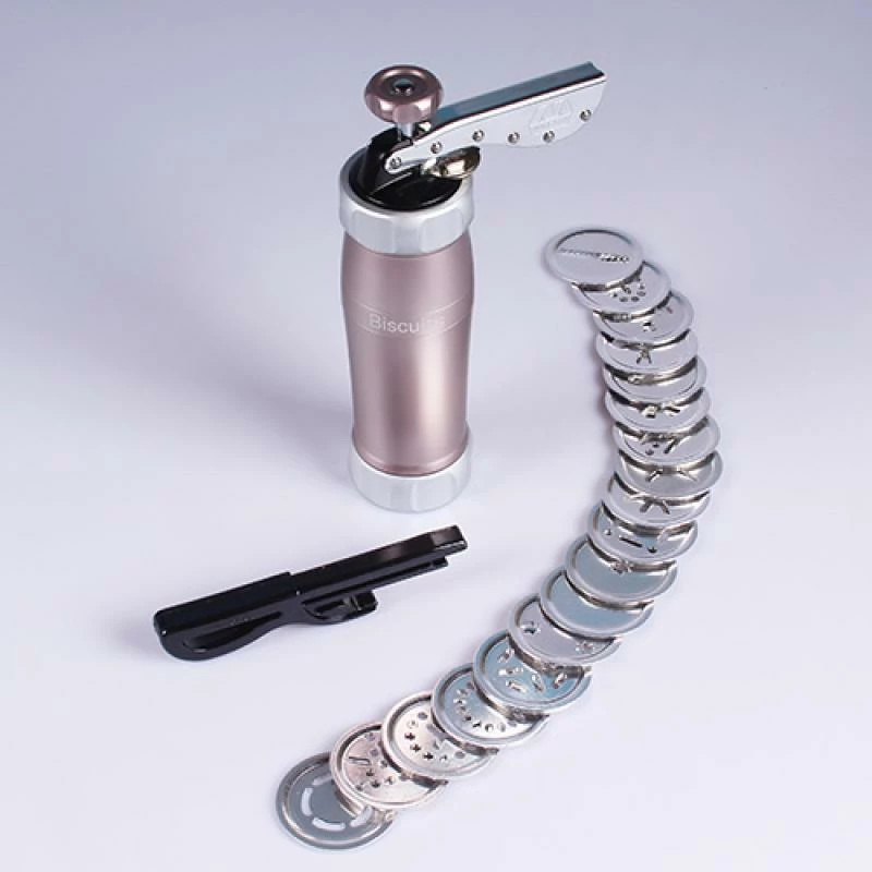 Shtypëse biskotash, Marcato, Biscuit Machine Design BI-DES-POWD-RSA (BIDESPOWDRSA), manuale, metalike, rozë, me disqe forme