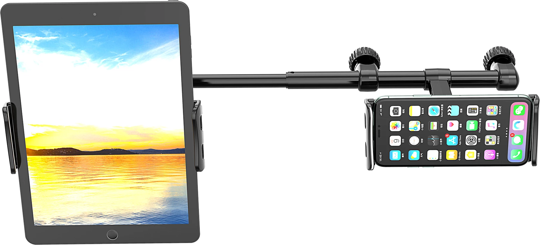 Mbajtës i dyfishtë për telefon/tablet Wozinsky WTHBK1, për mbështetëse koke, i zi