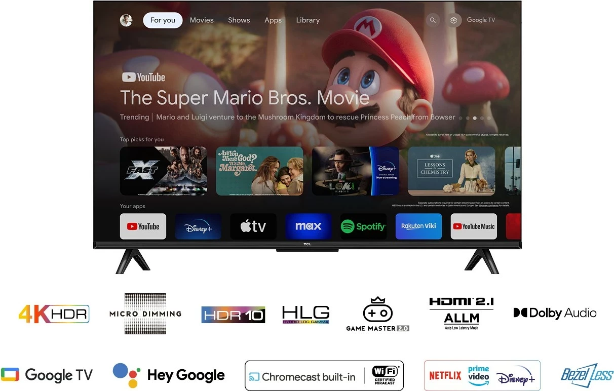 Televizor LED TCL 43P655, 43", 4K Ultra HD, Google TV, i zi