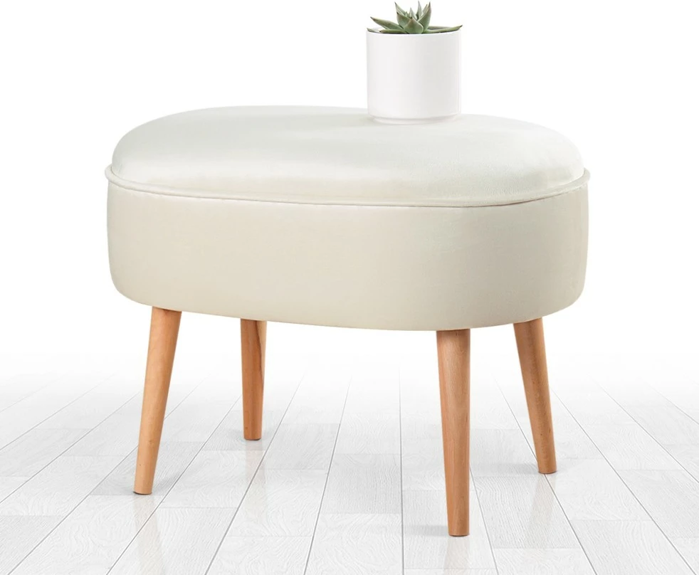 Puf Atelier del Sofa, kadife, ngjyrë krem