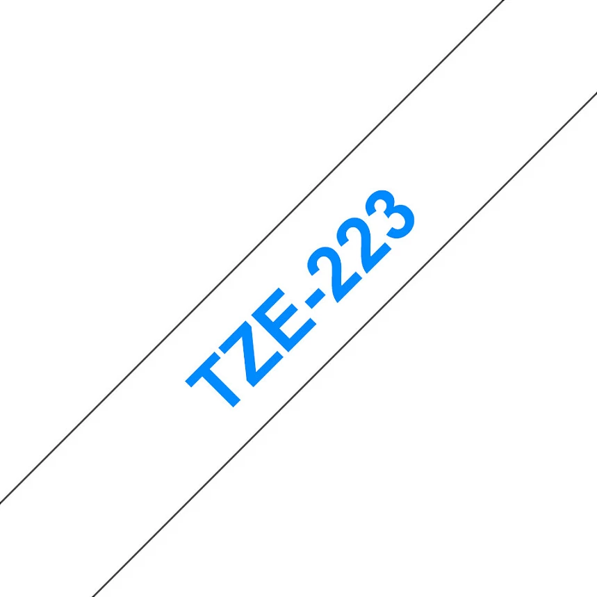Shirit etikete i laminuar Brother TZe-223, 9mm, blu në të bardhë