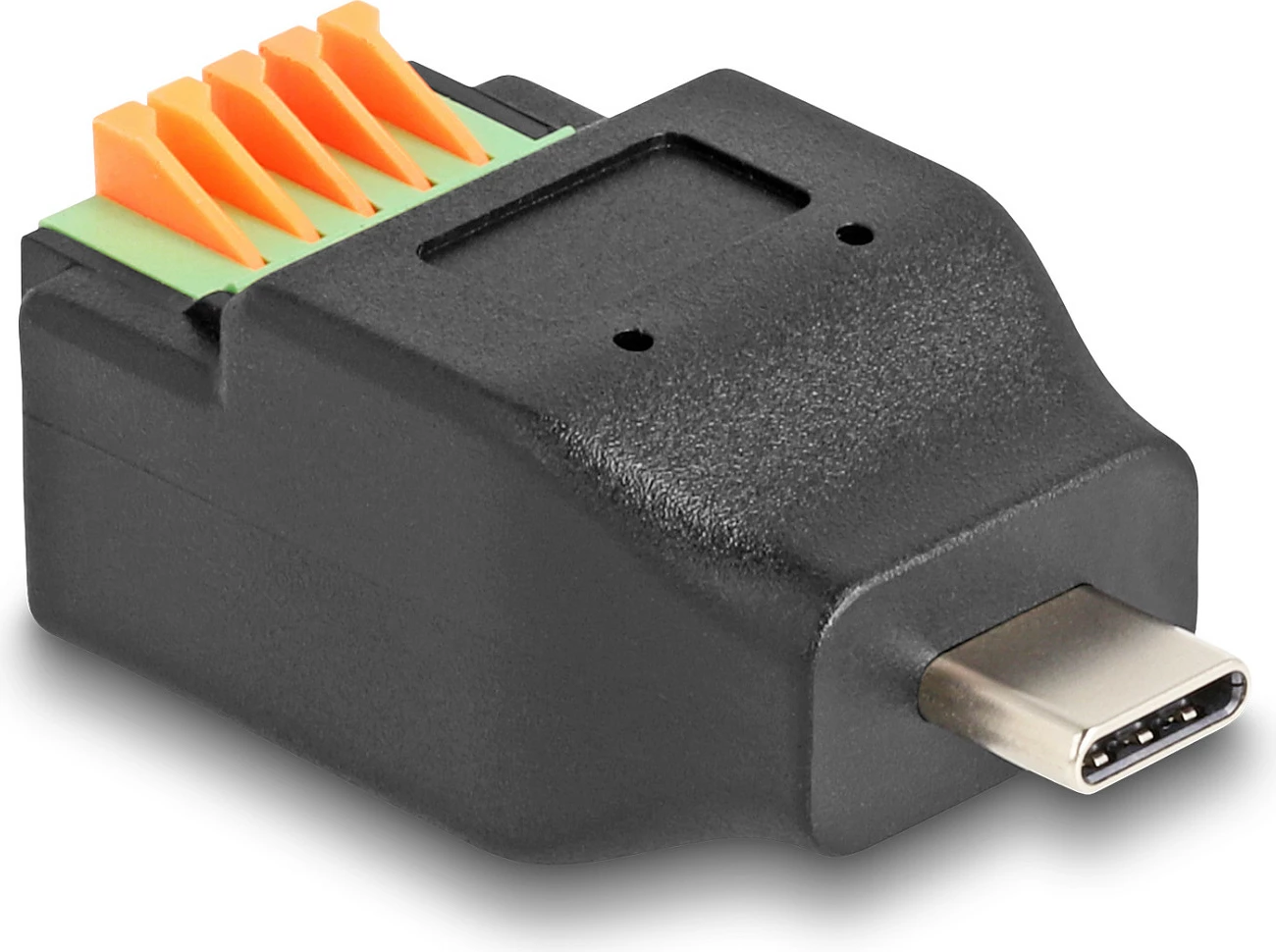 Adapter USB-C DeLOCK, USB 2.0 në terminal bllok 5-pin me butona, e zezë/jeshile