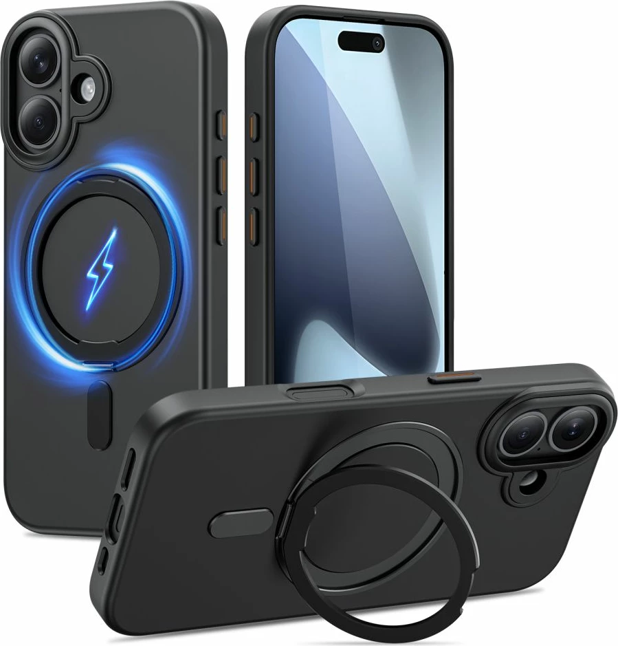 Mbështjellës Tech-Protect MagRing MagSafe për iPhone 17, unazë 360°/stand, mat i zi, 1 copë