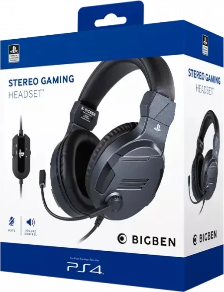 Kufje gaming Bigben V3 stereo me kabllo 2.2 m për PS4, me mikrofon, Titanium