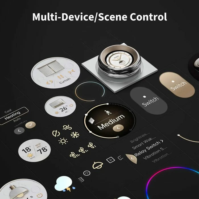 Switch smart me ekran AQARA Touchscreen Dial V1 EU DS-K01D, LCD 2.08\", Wi-Fi 2.4/5GHz + Zigbee 3.0 + Matter, i bardhë