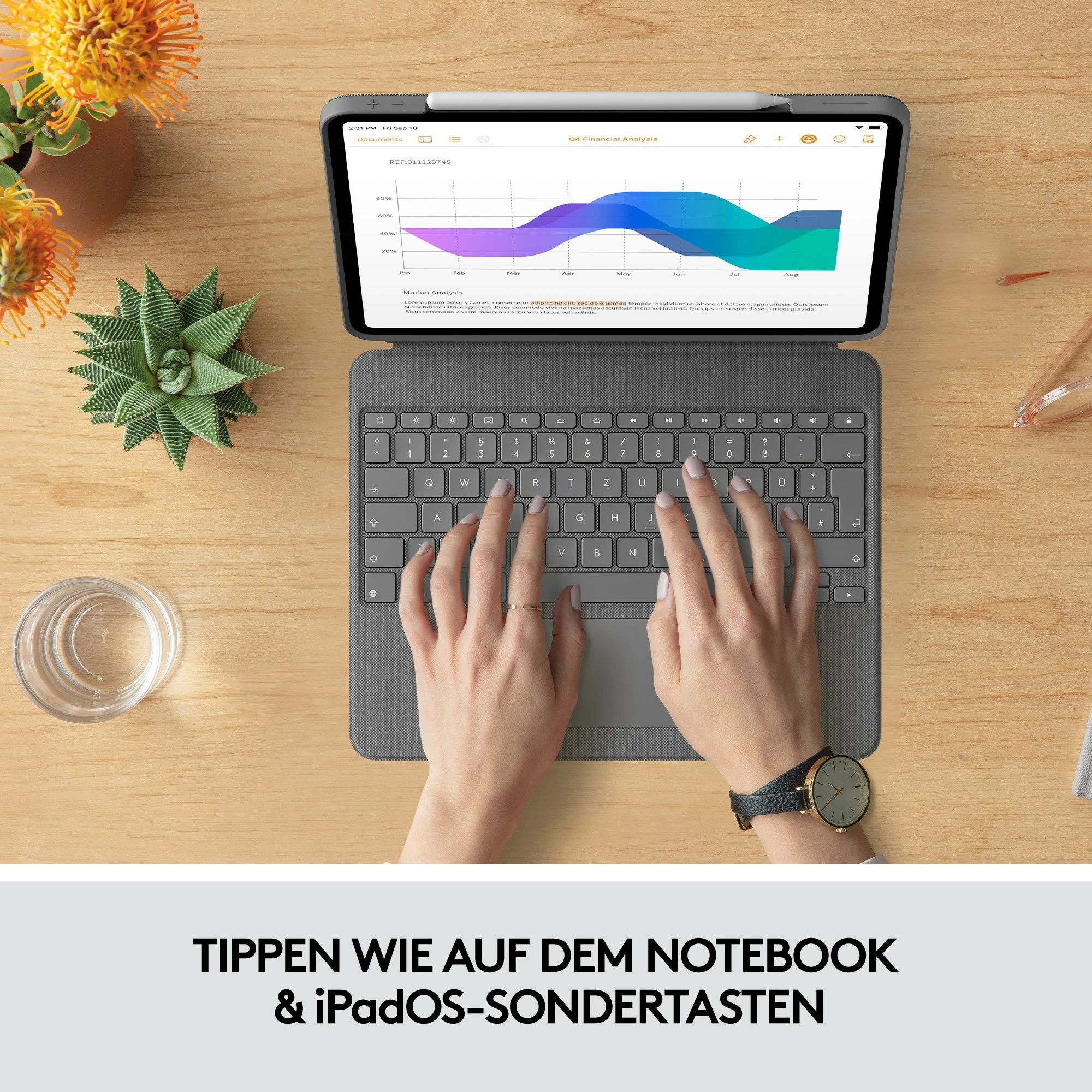 Tastierë me trackpad Logitech Combo Touch, QWERTY UK International, për iPad Pro 12.9, Oxford Grey