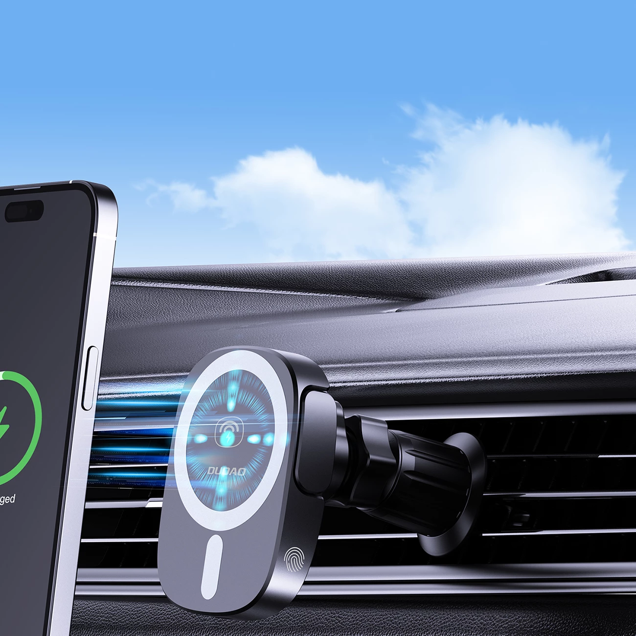 Mbështjellës magnetik për veturë Dudao FW11 me karikues wireless 15W, i zi