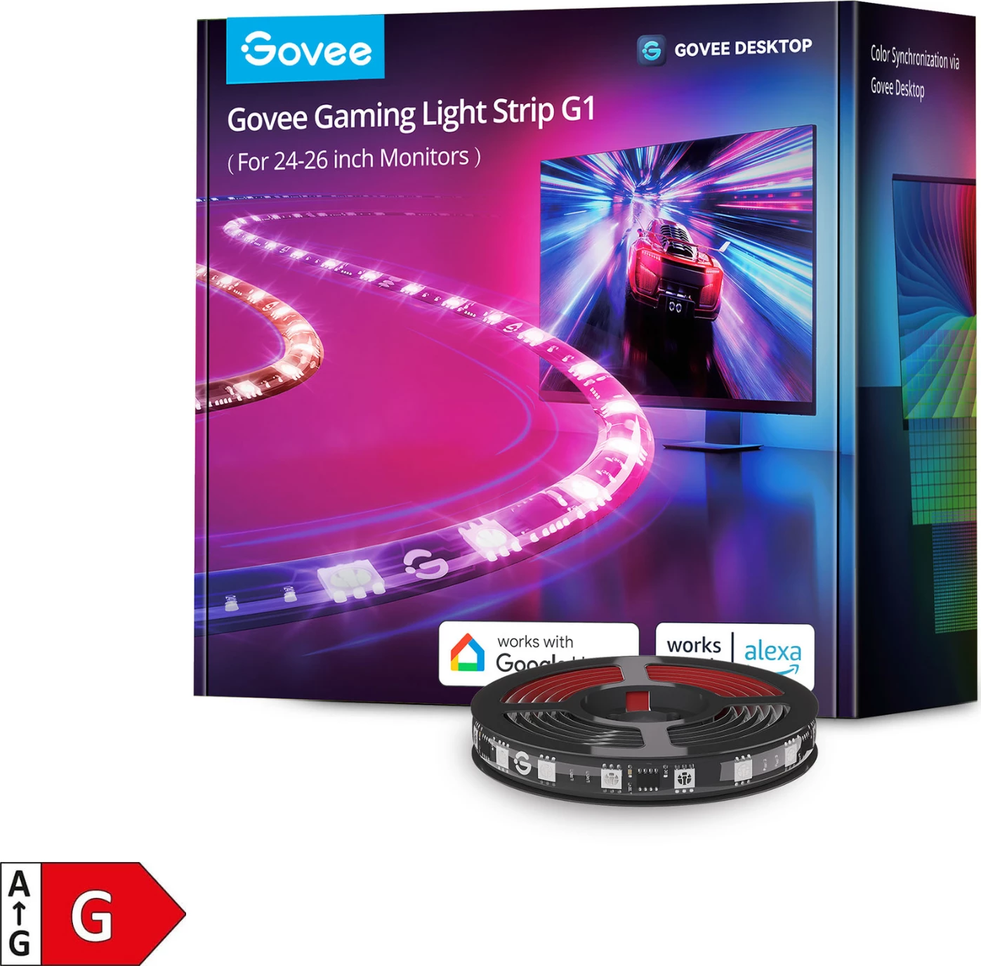 Shirit LED gaming Govee G1 H6609 për monitor 24-26\", RGBIC, Wi‑Fi + Bluetooth