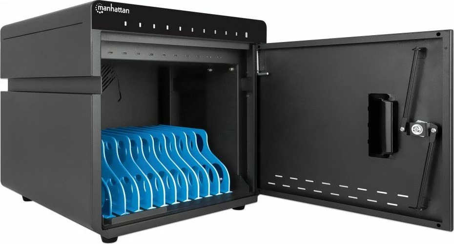 Stacion karikimi USB-C PD Manhattan 715942, 10 porta, 180W (3A/18W për port), kabllo rryme 2 m, i zi