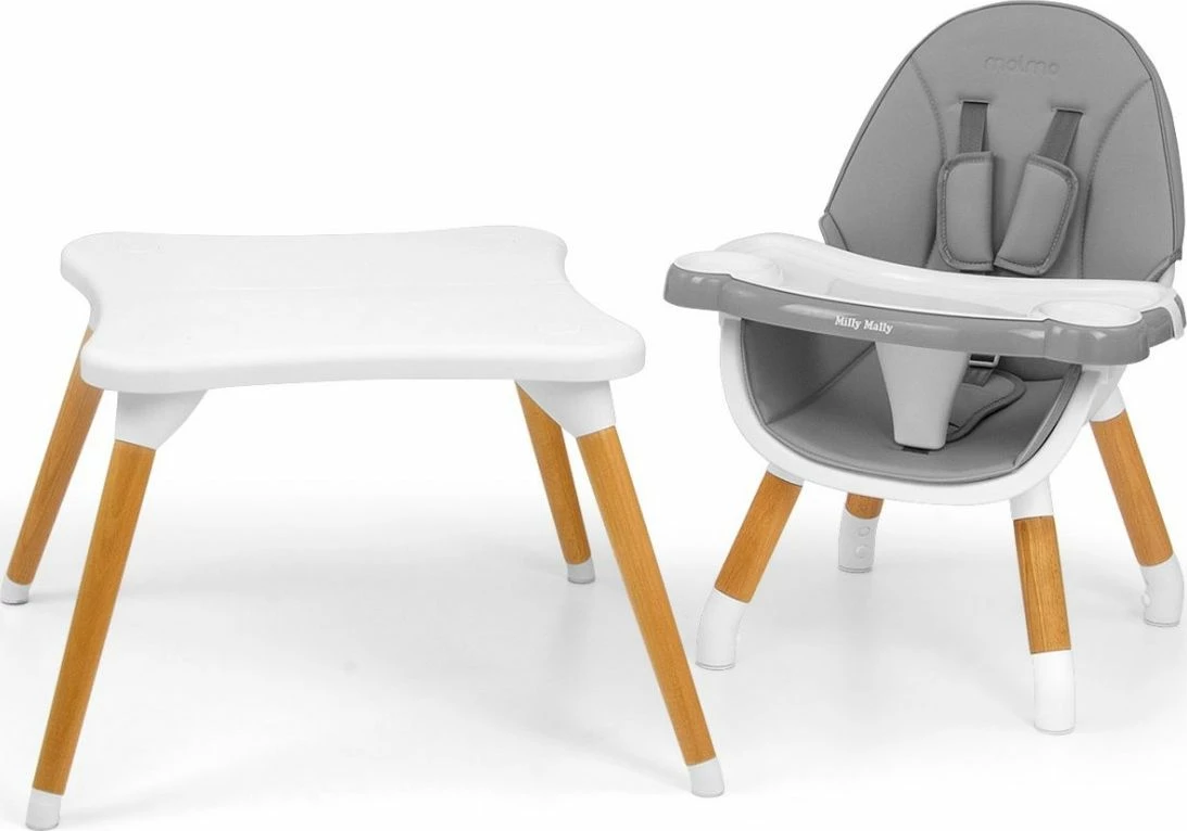 Karrige ushqimi 2-në-1 Milly Mally Malmo, deri 25 kg, gri