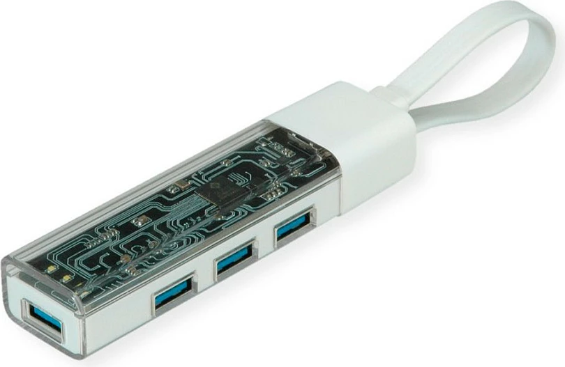 Hub USB ROLINE 14.02.5062, USB-C në 4x USB-A, USB 3.2 Gen 1, 5Gbps, 0.12m, i bardhë