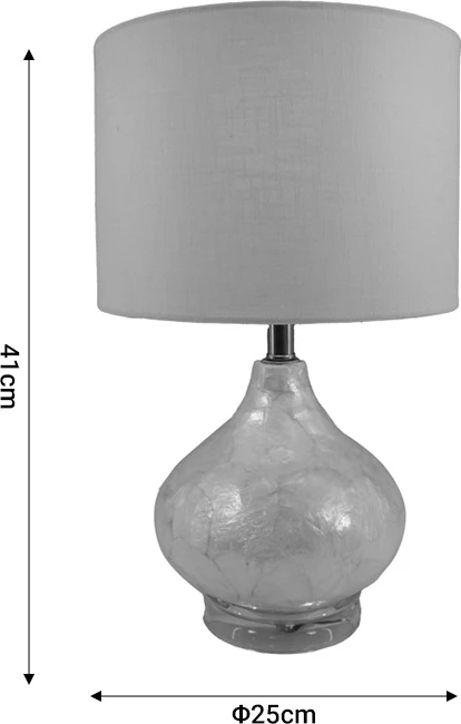 Llambë tavoline Guidance Inart E27, xham i bardhë, abazhur pëlhure i bardhë, D25x41cm