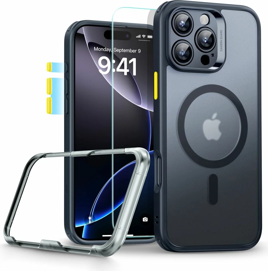 Mbështjellës ESR Classic Pro Set HaloLock MagSafe për iPhone 16 Pro, zi, me xham mbrojtës