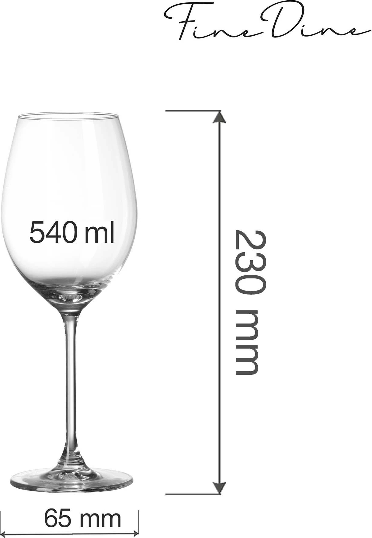 Gotë vere Fine Dine Cantare 540 ml, transparente, set 6 copë