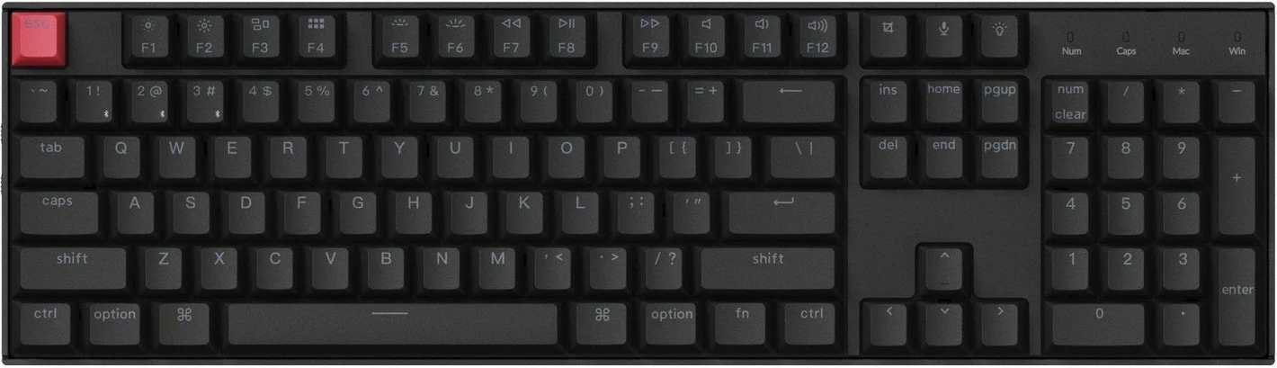 Tastierë mekanike Keychron K10 V2, full size, RGB, Hot-Swap, Super Red Switch, e zezë