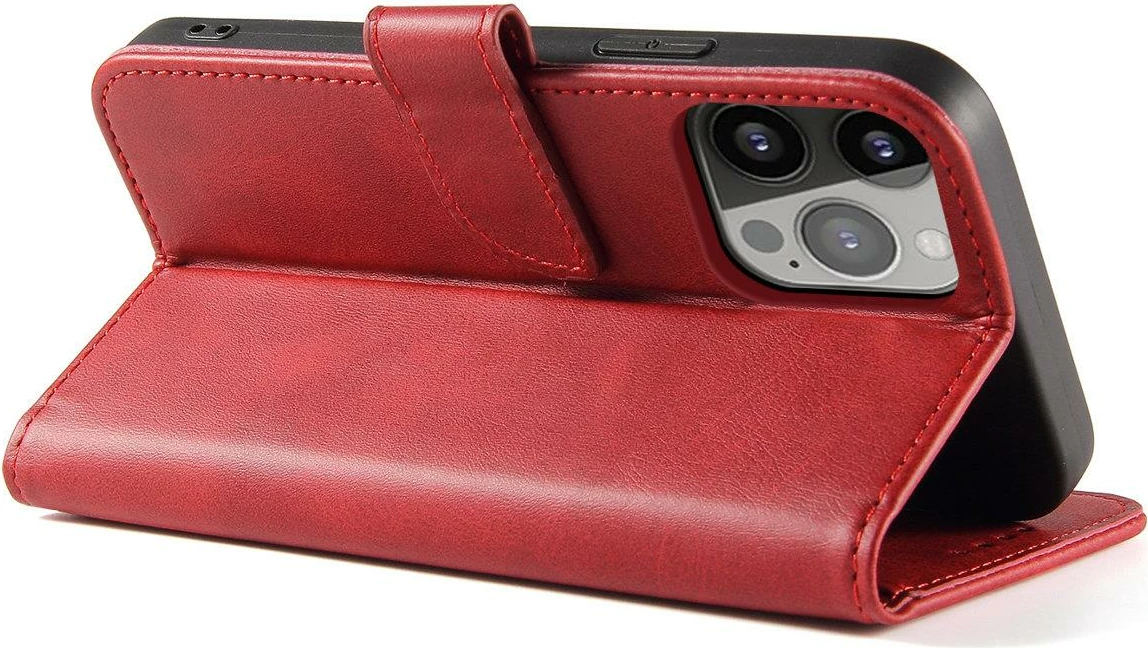 Mbështjellës Hurtel Magnet Case për Samsung Galaxy S23 Ultra, me portofol dhe mbajtëse, e kuqe