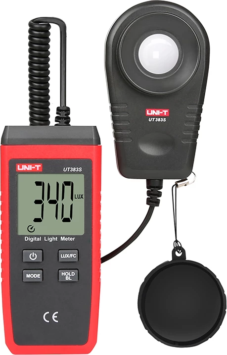 Matës drite, UNI-T UT383S, 0–199,900 Lux, Lux/Fc, sondë e ndarë, auto-range, e kuqe-gri