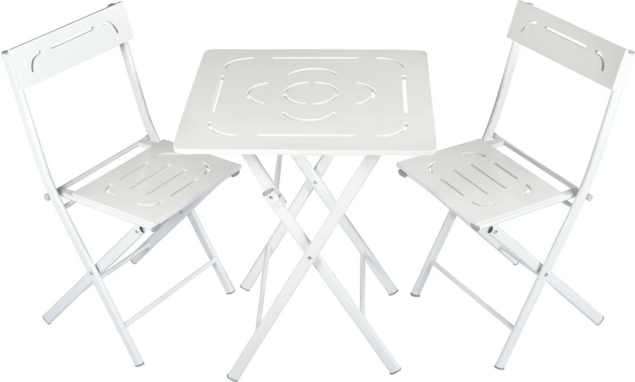 Set tavolinë me karrige për terasë, 3 pjesë, Hanah Home, Bistro Set 2, e bardhë