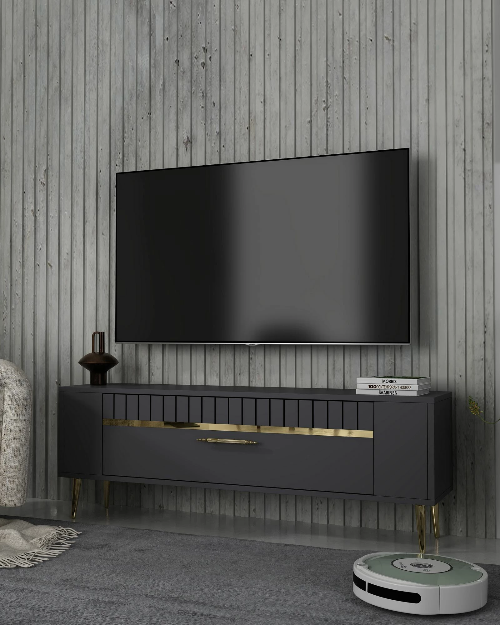 Komodë TV Skye Decor, Retrolp1, antracit, ar