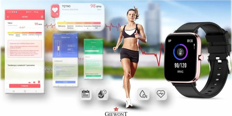 Smartwatch për femra Giewont, rozë e zezë