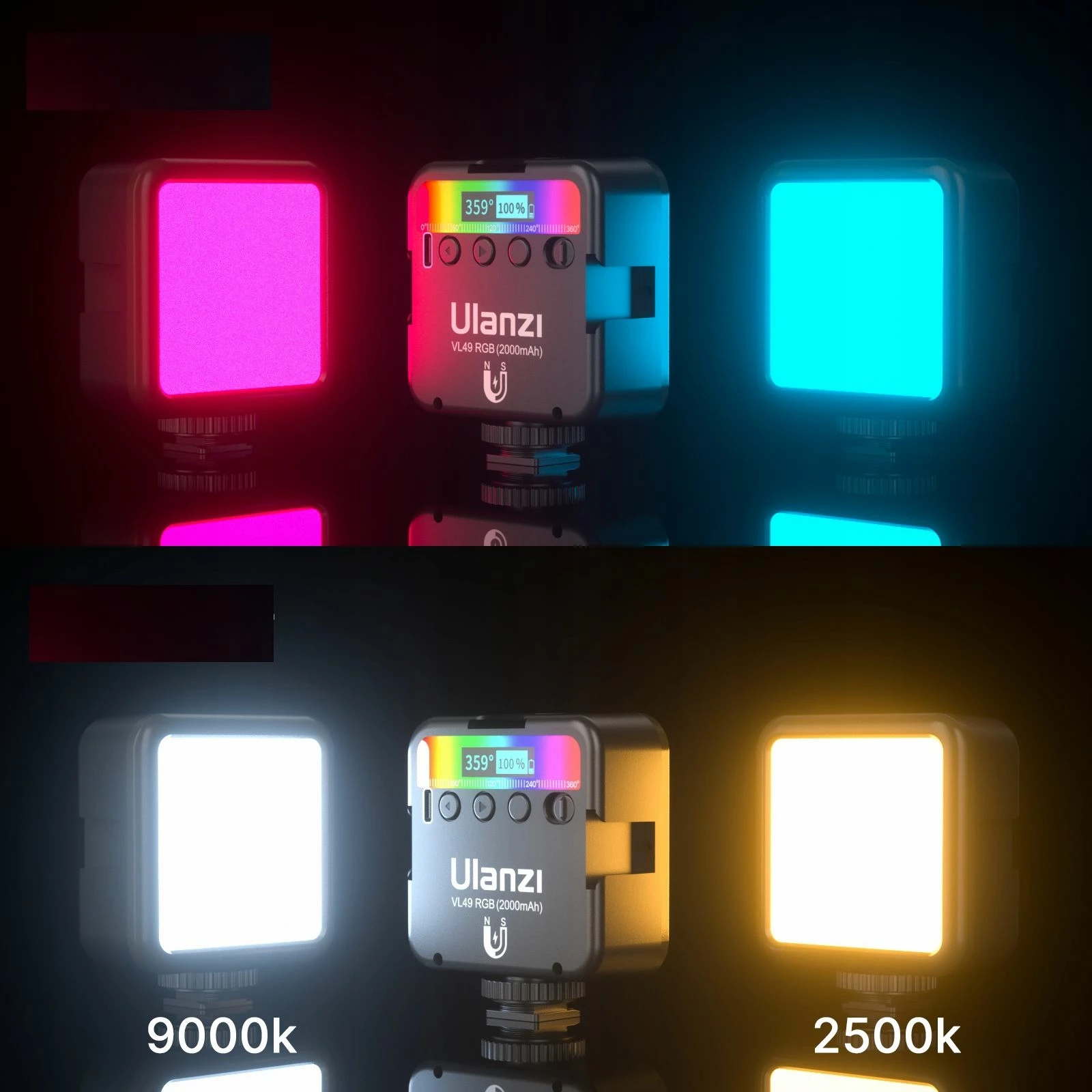 Panel dritë LED RGB Ulanzi VL49 RGB, 2500-9000K, 2000mAh