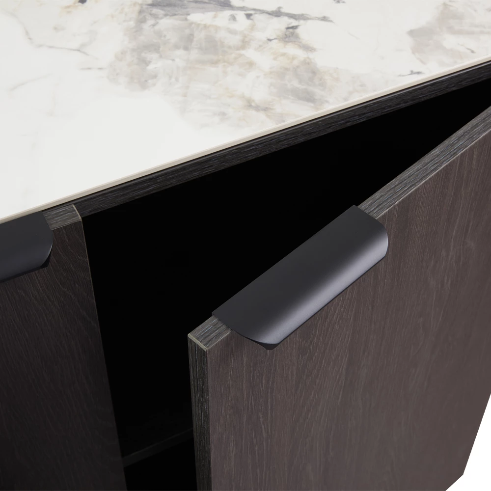 Komodë anësore NOTTE, ngjyrë e zezë dhe gur i bardhë, 180x40.5x84cm