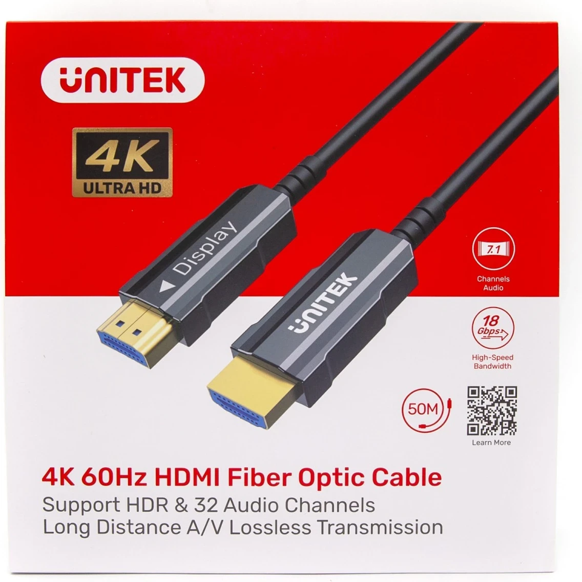 Kabell HDMI Unitek 2.0 AOC 4K 60Hz, 50 m, i zi
