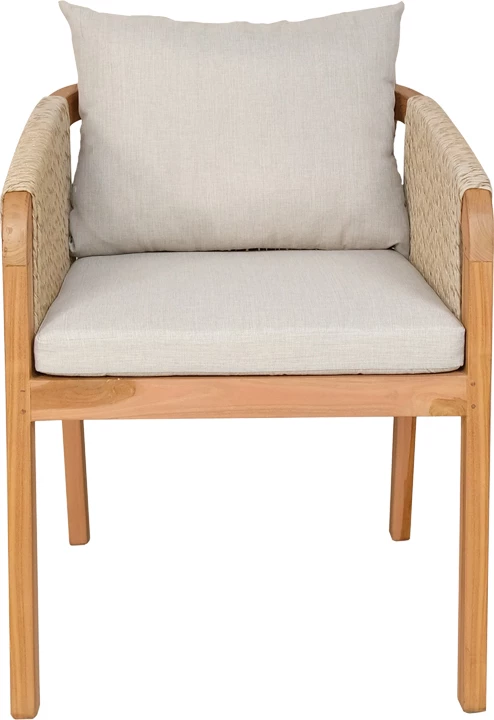 Karrige Clarin, skelet dru teak dhe litar pe, ngjyrë natyrale, 55x65x73cm