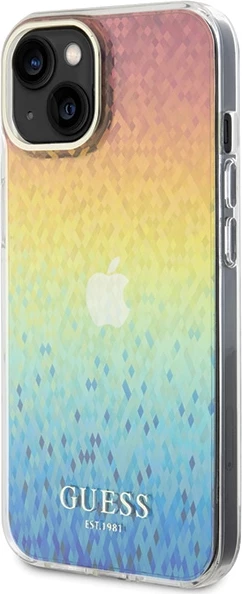 Mbështjellës Guess IML Faceted Mirror Disco Iridescent për iPhone 15, shumëngjyrësh
