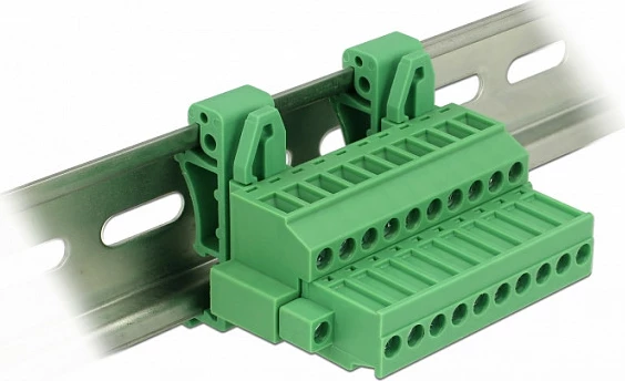 Bllok terminal DeLOCK 65941, shinë DIN, 10 pika lidhjeje, AWG 24-12, i gjelbër