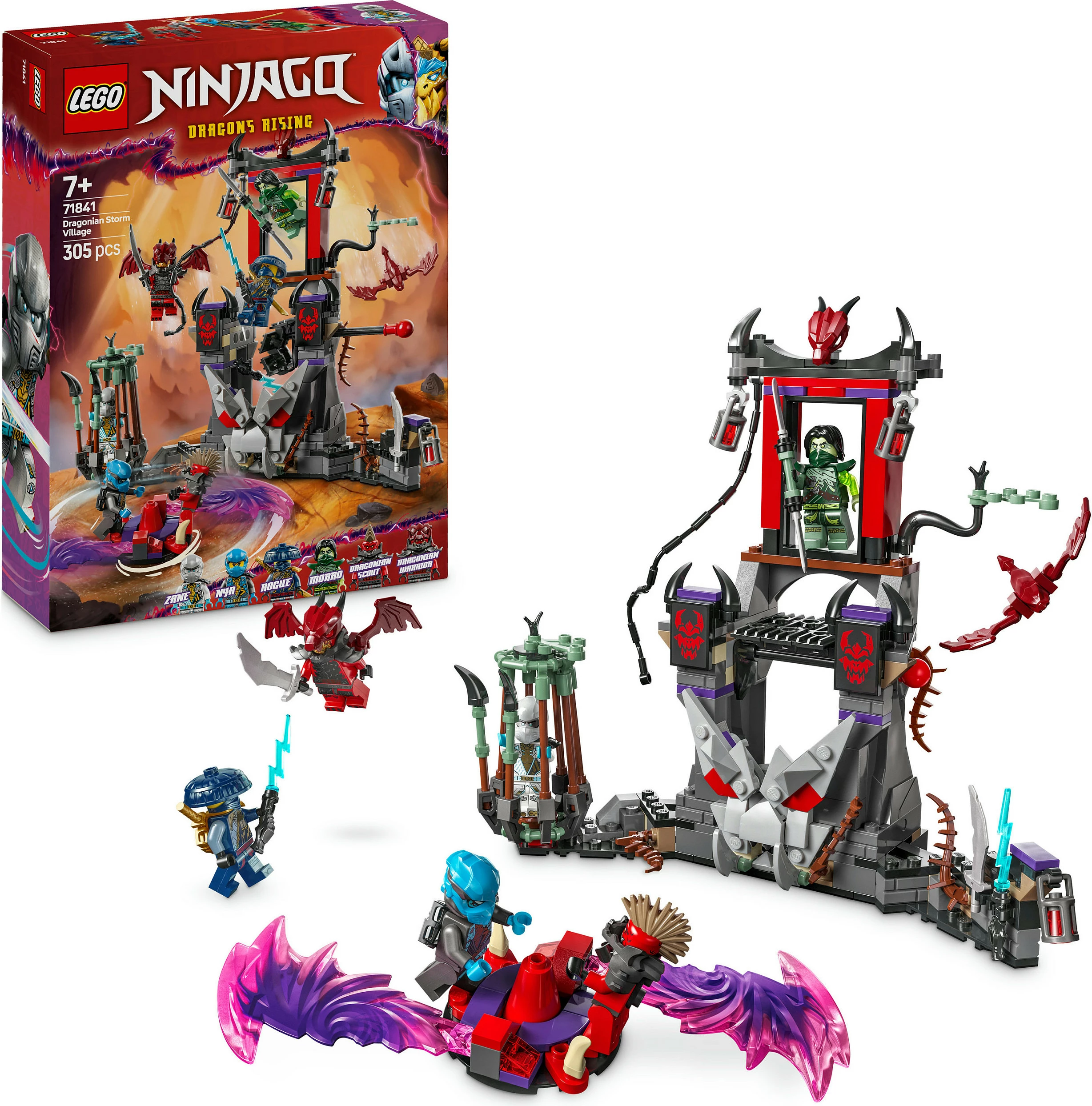 Set ndërtimi LEGO NINJAGO 71841 Dragonian Storm Village, 305 copë, 7+, shumëngjyrësh