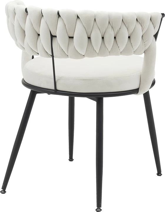 Karrige Alkia në kadife bezhë me këmbë metali të zezë 60x57x68cm